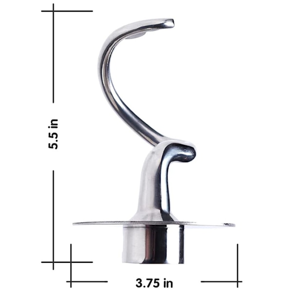 Spiral Dejgtigger i Rustfrit Stål til KitchenAid Stand Mixer, Passer til 4,5-5 Quart Blandeskål, Velegnet til Tilt-He