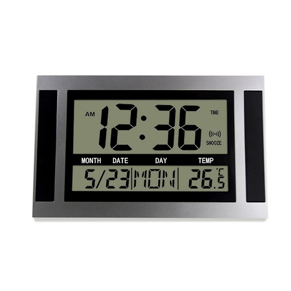 Digital Väggklocka LCD Nummer Tid Temperatur Kalender Alarm Bordsklocka Modern Design Kontor