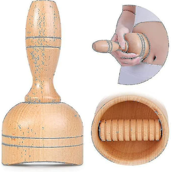 Handhållen träkopp med rulle i trä för terapeutisk massage, lymfdränage, kroppsskulpteringsverktyg för Maderoterapia Colombiana, Anti-c