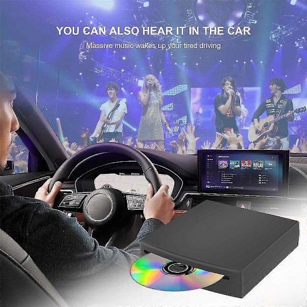 Ultratank ekstern bil-cd-afspiller kompatibel med PC LED TV/MP5 Android GPS Navigation Universal USB-strømadapter