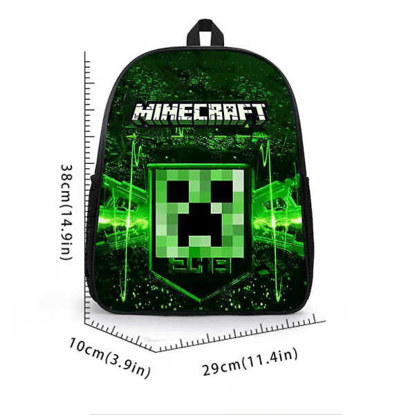 Minecraft Printed Barn Pojkar Ryggsäck Skolväska Stor kapacitet ryggsäck