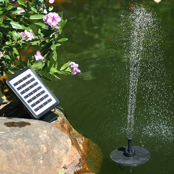 Solarfontenepumpe med LED-belysning, 1,5W flytende solcellepanel