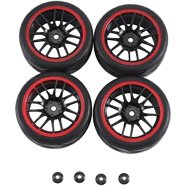 4 stk. 12 mm Hex Felger & OD 2,59 tommer Gummidekk for RC 1/10 On-Road Touringbil, F