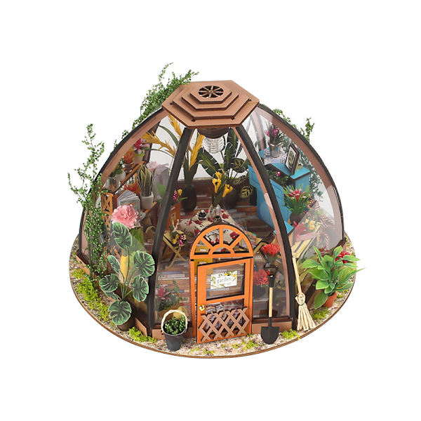 1 stk. håndlavet DIY hytte stjernehimmel blomsterhus bygning model ornamenter træ samlemodel