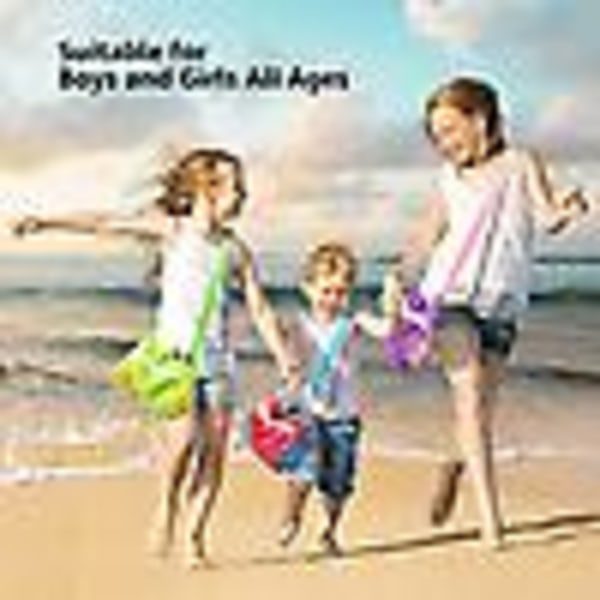 3-pakks - Barnas Strandleketøypose -- Skjellpose Strandnettpose for å samle steiner og skjell, Essensielle verktøy for barn på stranden, gutter og jenter