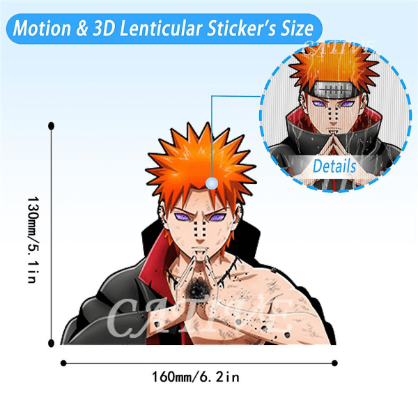 Naruto Car Sticker Anime Illusion Flip Bild Rörelse Vattentät Bil Dekal Sticker Dekoration