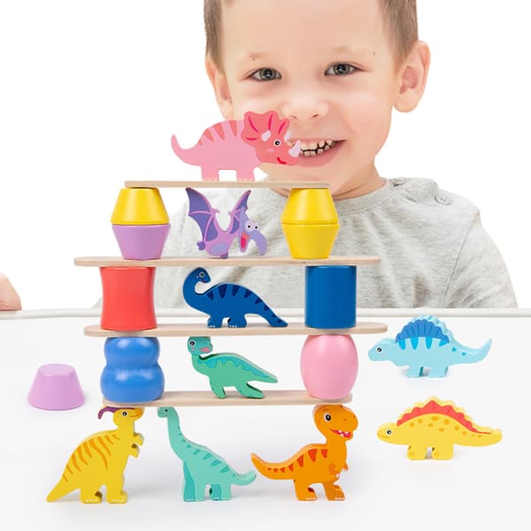 Barnens Upplysning Desktop Fun Pussel Dinosaurie Stapling Djur Balans Stapling Förälder-barn Interaktiv