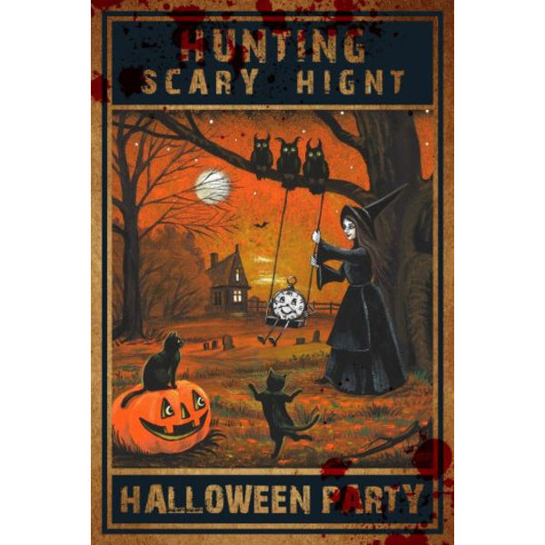 Halloween-aiheiset seinäkoristeet, tunnelmallinen vanhan raudan koristelumaalaus retro Halloween-rauta