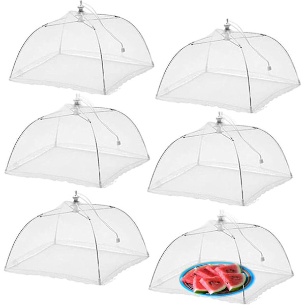 (6 pack) Large and Tall 17x17 Pop-Up Mesh Food Covers Tent Umbrella for Outdoors, Screen Tents-YuJia