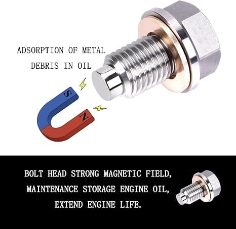 M14x1.5 Magnetisk Oliefilterprop, Magnetisk Rustfrit Stål Bundprop med 5 STK Kobberpakninger Mod Lækage,