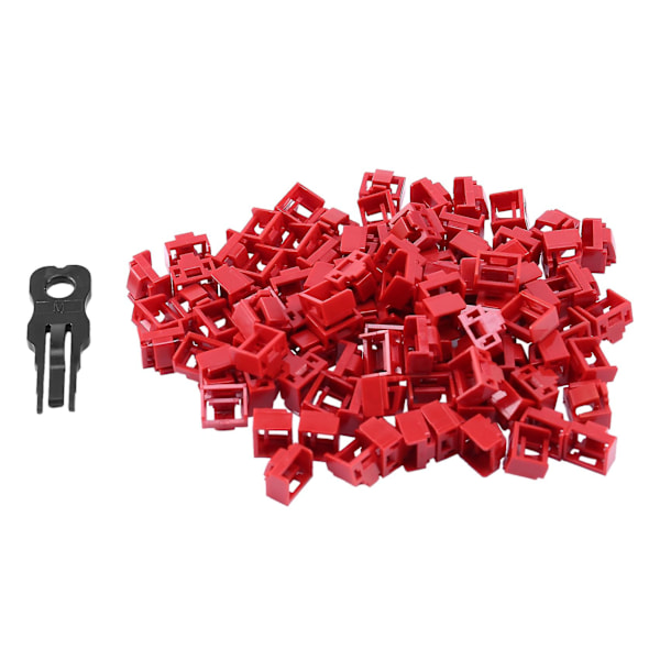 100 st Röda RJ45 Port Ethernet LAN Hub Dammskydd Plugg Lock Blockout Skydd med Egen