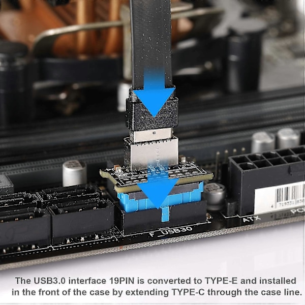 Tietokoneen emolevyn USB 3.0 19-nastainen Type-C -paneeliin Er Type-E -sovitin 20-19 nastainen laajennus