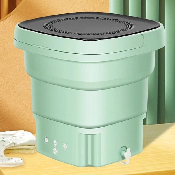 Fällbar Tvättmaskin Med Torktumlare Hink För Kläd Strumpor Underkläder Rengöring Bricka Mini Grön Eu Plug
