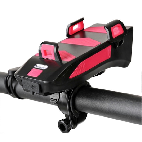 4 i 1 LED Cykellampa 4000Mah Cykel USB Uppladdningsbar Vattentät Framlykta med Telefonhållare 5 Lägen Högtalare A