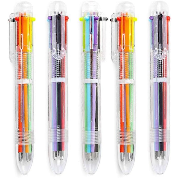 6-pack 6 i 1 Flerfärgade Kulspetspennor, 0,5 mm Infällbara Kulspetspennor, Flerfärgade Bläckpennor