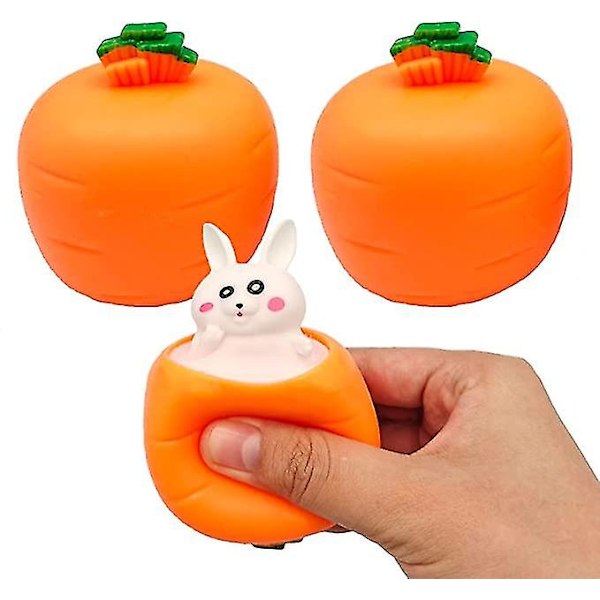 3 Pcs Set Squeeze Toys Squishes Carrot Rabbit Fidget Toys Pop Up Squishy Rabbit In Carrot Stress Relief For Kids & Adult Tricky Funny Novelty Toy - MX