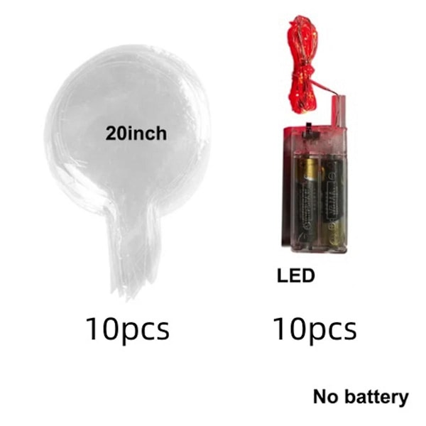 Lysende LED Balloner Klare Balloner Glød Boble Balloner Lys Jul Valentinsdag Bryllup B