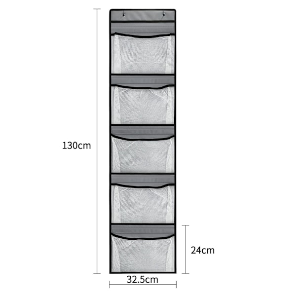 Netopbevaringspose til ophængning, non-woven stof, fem rammer, 5-rums opbevaringspose, legetøj, synlig net hængepose bag døren