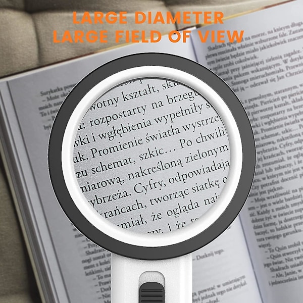 Suurennuslasi valolla, 30x kädessä pidettävä suuri suurennuslasi 12 LED-valolla valaistu suurennuslasi makuladegeneraatioon, vanhusten lukemiseen, Solde