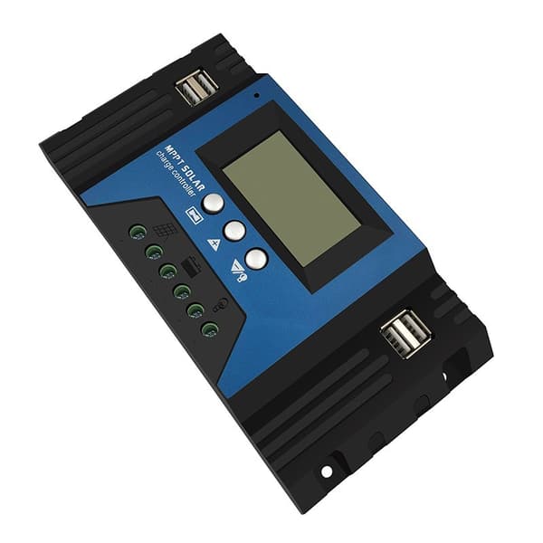100A MPPT Solcelleladeregulator Dobbel USB LCD-skjerm 12V/24V Auto Solcellepanel Lader Regulator med Last