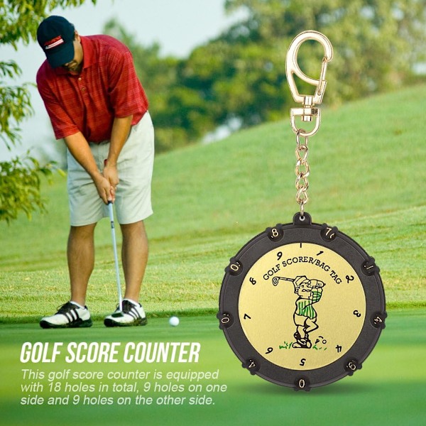Golf Score Counter, 18 Huller Golf Score Counter Rund Golfspiller Score Counter med Klip
