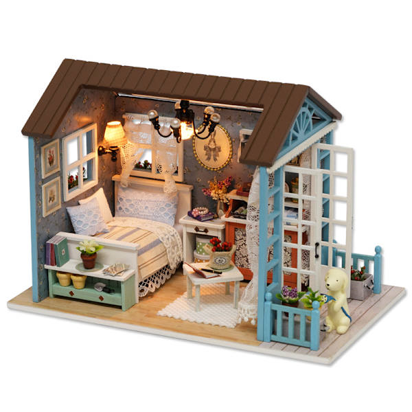 Tilfeldig 1 stk DIY hytte håndlaget montering modellhus kreativ gave gave ornamenter
