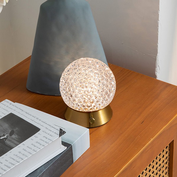 Ny krystalkugle dekorativ bordlampe soveværelse natbord USB opladning bordlampe led atmosfære natlys