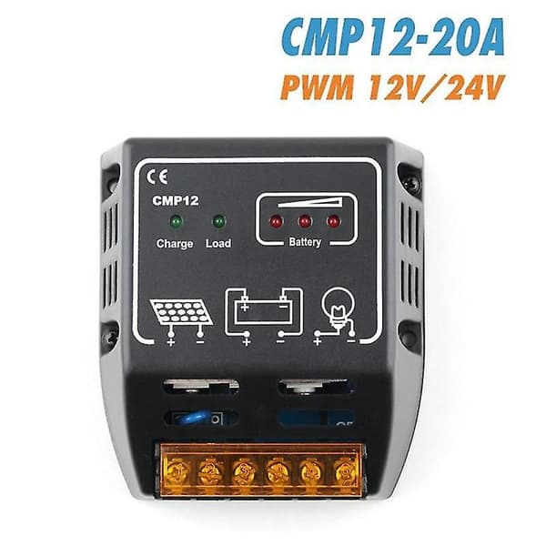 Solcelle-regulator Cmp12 20a 12v/24v Solcellesystemovervåking Pv Pwm