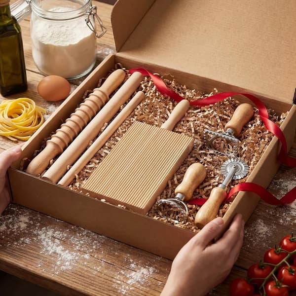 Tioncy 7 delar träpastabräda Kit bokträ, Klassisk Gnocchibräda Set
