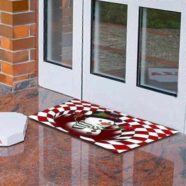 Jule Snemand 3D Illusion Dørmåtte Jule Dekorativ Dørmåtte