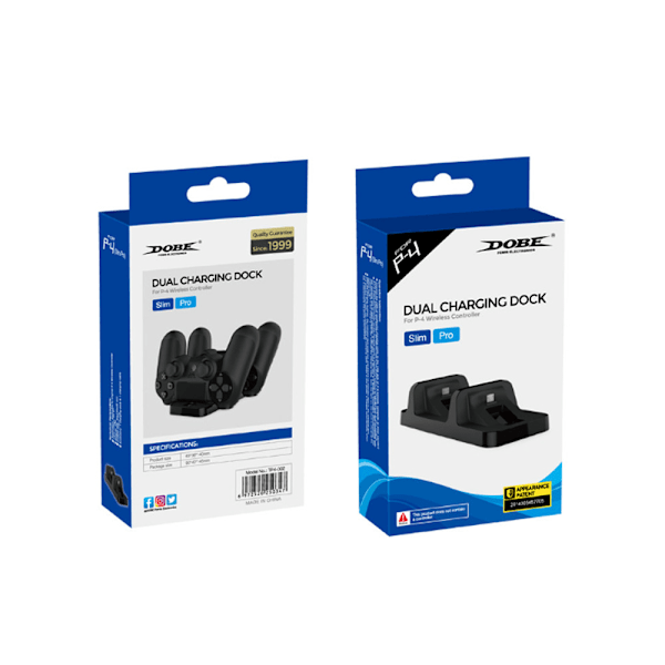 2-pak DOBE PS4 oplader PS4 dobbelt controller oplader PS4 trådløs controller oplader PS4 dobbelt oplader TP4-002