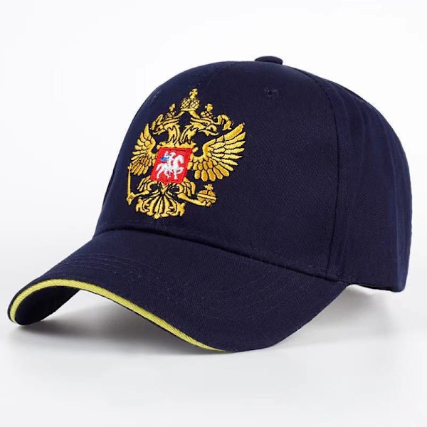 Høj kvalitet russisk national emblem broderet baseballkasket ny dobbeltørn mønster solbeskyttende åndbar bomuld solhat 1 stk marineblå