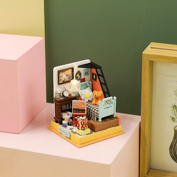 Træ håndlavet bygning samling mini hus kreative gave ornamenter tredimensionelt puslespil