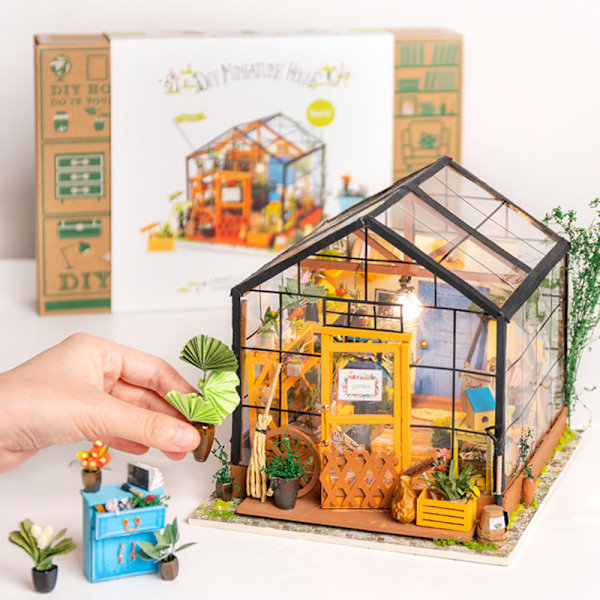 Håndlavet DIY hytte fødselsdagsgave til piger, kreativ Kathy blomsterhus 3D puslespilmodel tredimensionelt puslespil