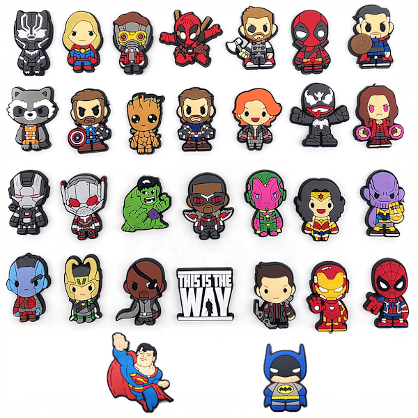 30 st Marvel Hero-tema Crocs skor sandaler skor födelsedagspresent skor tillbehör set
