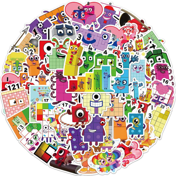 52 st Numberblocks Cartoon Stickers Dekaler Bil Vatten Cup Skateboard dekoration