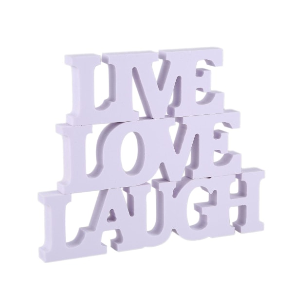 3 stk Live Love Laugh træbogstaver til bryllupsdekoration (hvid)