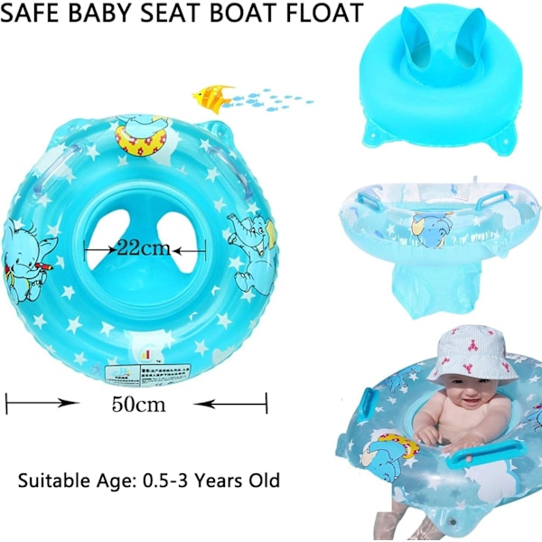 Baby Badring, Elefantsits Baby Simhjälp, Baby Simhjälp med Sits (PVC) Lämplig för småbarn från 6 månader till 48 månader