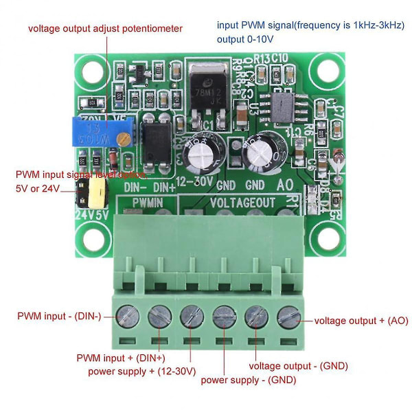 1-3khz Pwm 0-10v signal-til-spenning-omformermodul Digital Analog Board Spenningsomformer-konverteringsverktøy