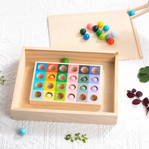 Træ Børns Kognitive Farve Gradient Farve Matching Clip Bead Montessori Clip Ball Hånd-Øje Træning Øre