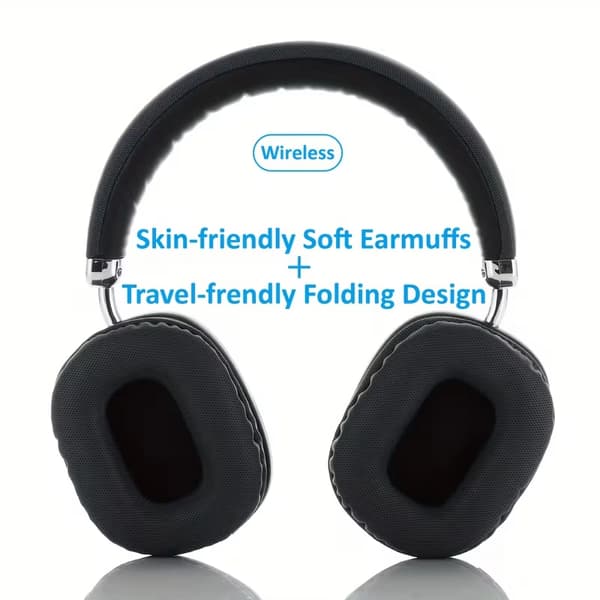Sammenleggbare Over-Ear Bluetooth-hodetelefoner Trådløst Stereo Headset med Mikrofon black