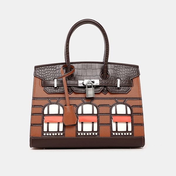 Klassisk nischväska i platina, axelremsväska, crossbody, damväska med stor kapacitet, mörkbrun