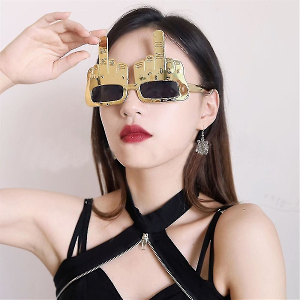Unisex Mittfinger Novelty Solglasögon Kvinnor Män Roliga Glasögon Ögonkläder Fest Foto Shoot Rekvisita