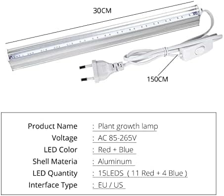 LED-vækstlysstrimmel til indendørs planter, fuldspektrum / niveauer / plug-in plantelys til havebrug drivhus hydroponics 4pc