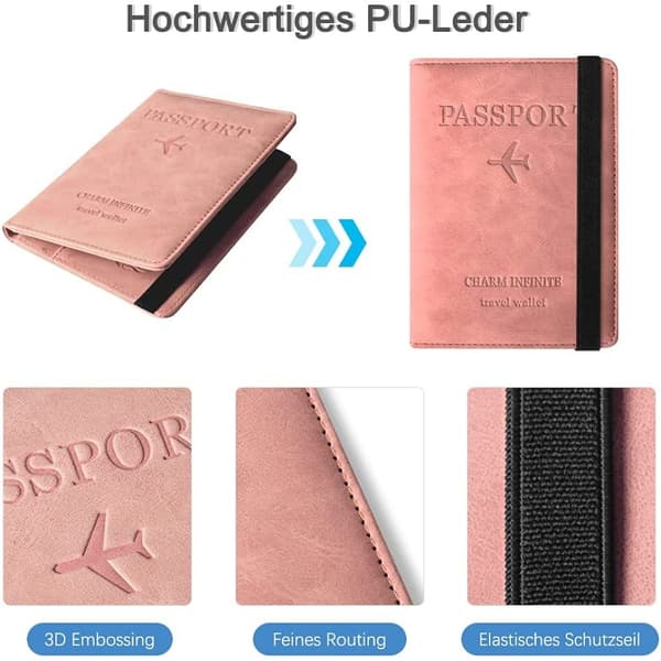 Passfodral, skyddande passfodral i konstläder med RFID-blockering