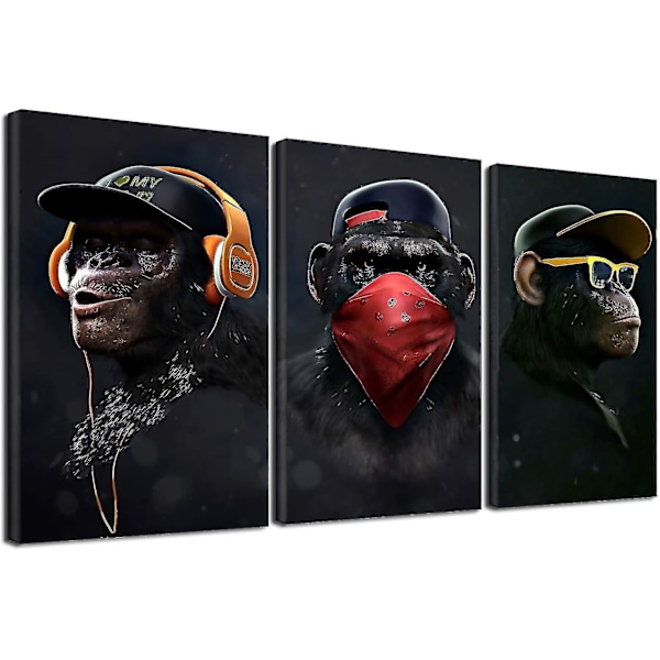 Wise Monkeys Canvas Wall Art Print Canvas Prints For Living Room Modern Home Decor 30x50cm 3 Piecescanvas Only