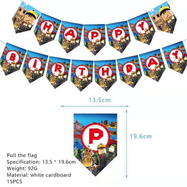 60 stk Roblox Festpynt Sæt Banner Ballon Kagepynt Hvirvel