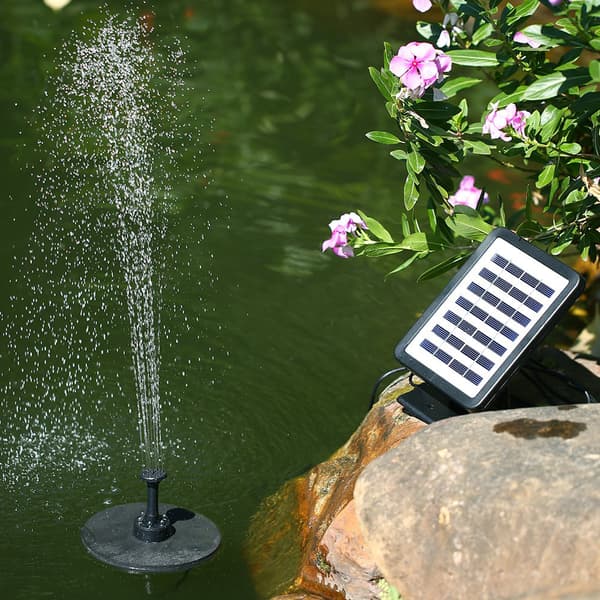 Solarfontenepumpe med LED-belysning, 1,5W flytende solcellepanel