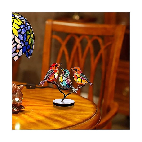 Lintumaalaukset sivukonttorilla työpöydän koristeet, kaksipuolinen monivärinen lintujen värillinen koriste