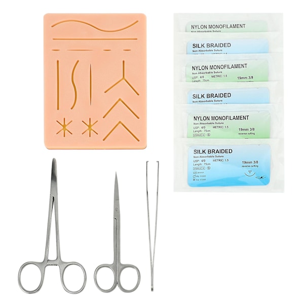 Suture Training Kit, Hud Operate Suture Practice Model Träning Pad Nål Sax Verktyg Kit Teachi